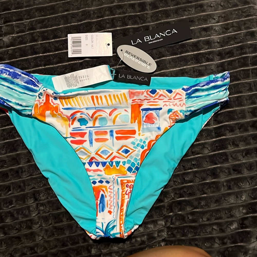 NWT La Blanca: Terra Italia Side Shirred Hipster Bottom SIZE 8